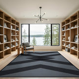 Grey Chevron Geometric Modern Area Rug