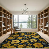 Vintage Yellow Blossom Floral Area Rug