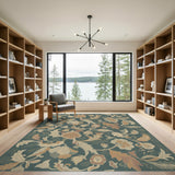 Teal Vintage Floral Area Rug