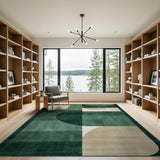 Green Geometric Oval Modern Area Rug