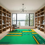 Vibrant Green Yellow Roadway Geometric Rug