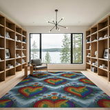 Rainbow Heart Floral Washable Area Rug