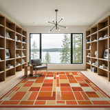 Orange Bold Orange Geometric Block Area Rug