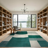 Blue and Teal Geometric Modern Area Rug