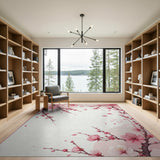Delicate Pink Cherry Blossom Watercolor Rug