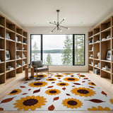 Yellow Sunflower Leaf Scatter Area Rug