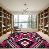 Bold Pink Geometric Diamond Area Rug