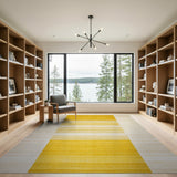 Yellow Yellow Horizontal Striped Area Rug