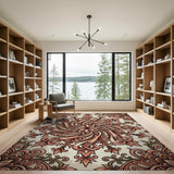 Ornate Terracotta Floral Mandala Rug