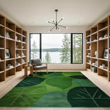 Lush Green Leaves Geometric Area Rug