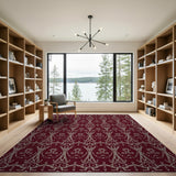 Elegant Maroon Persian Motif Area Rug