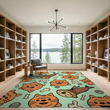 Playful Orange Cartoon Cats Area Rug