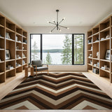Earthy Chevron Brown Tan Zigzag Area Rug