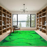 Vibrant Green Swirling Abstract Area Rug