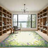 Purple Butterfly Floral Washable Area Rug