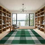 Green Gingham Plaid Farmhouse Area Rug