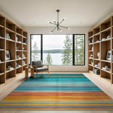 Vibrant Teal Orange Striped Area Rug