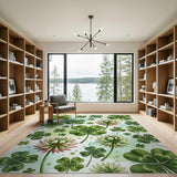 Whimsical Green Clover Shamrock Area Rug