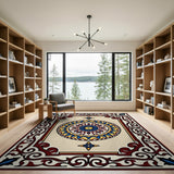 Multi-color and Patterns Intricate Multi-Color Persian Medallion Area Rug