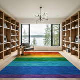 Vibrant Rainbow Horizontal Stripe Area Rug