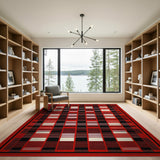Bold Geometric Modern Bold Red Black Plaid Area Rug