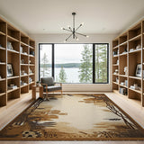 Abstract Fern Branch Rug in Brown Tan