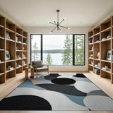 Modern Black White Overlapping Circles Area Rug