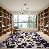 Purple Vine Leaf Floral Area Rug