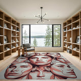 Overlapping Faces Pink Abstract Area Rug