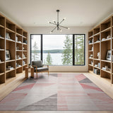 Pink Modern Geometric Pink Grey Area Rug