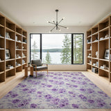 Purple Purple Rose Floral Vintage Area Rug