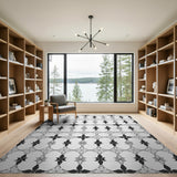 Black White Geometric Star Motif Area Rug