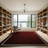 Luxe Deep Red Area Rug with Gold Border