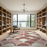 Pink Scallop Wave Geometric Area Rug