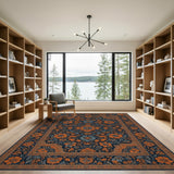 Orange Floral Medallion Vintage Area Rug
