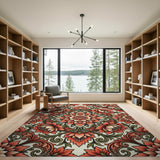Vintage Red Floral Ornate Area Rug