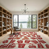 Playful Popcorn Buckets Fries Red Rug