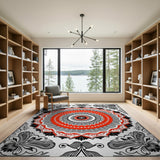 Red Red Mandala Persian Area Rug