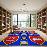 Fire Truck Emergency Badge Collage Area Rug