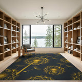 Golden Dandelion Seed Pattern Area Rug