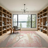 Blush Pink Woodland Birds Area Rug