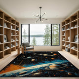 Cosmic Solar System Planets Area Rug
