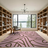 Pink Abstract Wavy Lines Area Rug