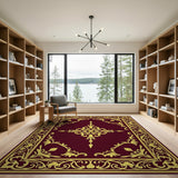 ODIKA Washable Vintage Medallion Area Rug, Low Pile Non-Slip Burgundy/Gold Traditional Rug