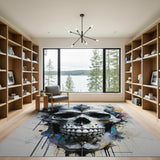 Fleur-de-Lis Skull Geometric Area Rug