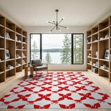 Bold Red Geometric Star Pattern Area Rug