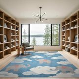 Whimsical Elephants Clouds Kids Rug