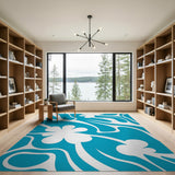 Teal Hibiscus Wave Area Rug
