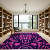 Vibrant Pink Peacock Mandala Area Rug