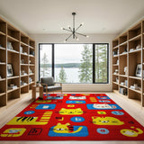 Playful Cartoon Cats ABC Kids Area Rug